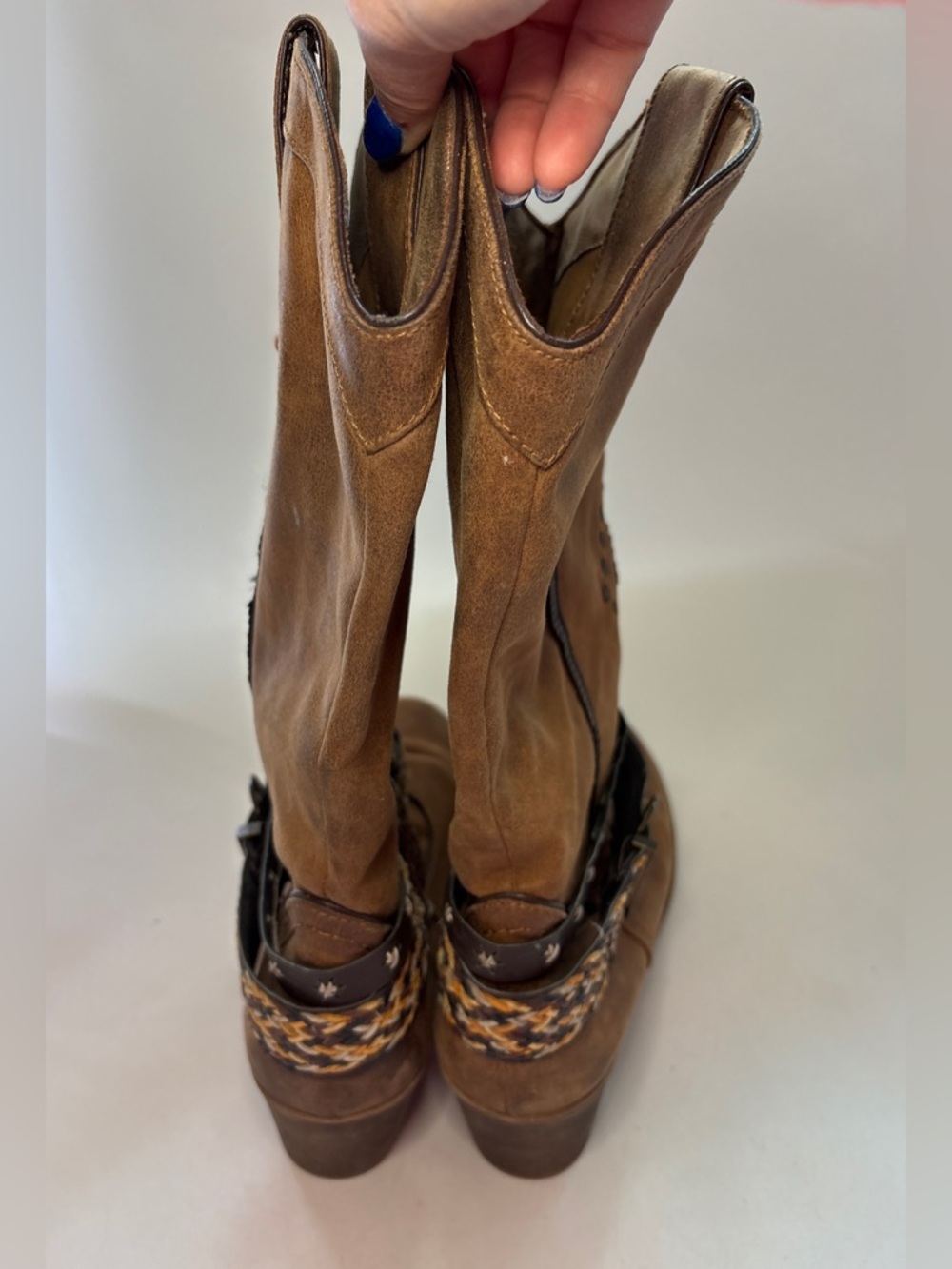 Sugar Sierra Women's Brown Western Boots with Braided Strap Size 9 - Picture 4 of 8